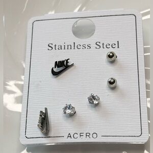 Nike Stainless Steel Stud Earring Set (3 Pairs)